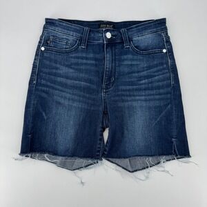 Judy Blue Womens High‎ Rise Raw Hem Denim Shorts Dark Wash JB15258DK Size M